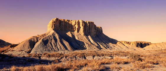sunset at Bardenas reales in Spain