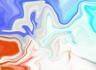 Hand Painted Background With Mixed Liquid Blue And Orange Paints. Abstract Fluid Acrylic Painting. Marbled Colorful Abstract Background. Liquid Marble Pattern.
