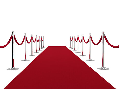 Red carpet isolated on white background. 3d illustration.