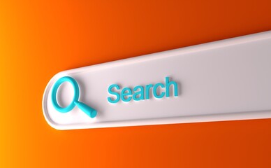 Minimal abstract background for online and shopping concept. Blank web browse search bar on blue background. 3d rendering. Clipping path of each element included.
