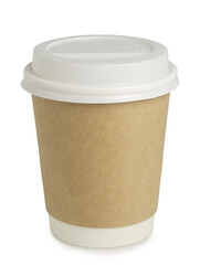 blank paper cup of coffee isolated