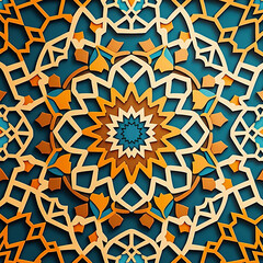 Islamic pattern for wallpaper with a 3d effect depth design