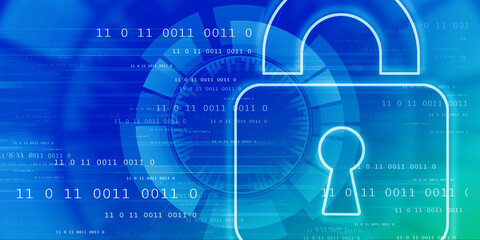 2d illustration Safety concept: Closed Padlock on digital background