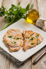 grilled swordfish with garlic and parsley