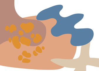 Hand drawn flat abstract background with geometric and organic shapes. Vector illustration