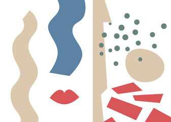 Hand drawn flat abstract background with geometric and organic shapes. Vector illustration