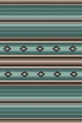 Mexican serape blanket background. South West design in blue and gray colors. Ethnic seamless pattern. Traditional folk stripe ornamental texture. Vector illustration.
