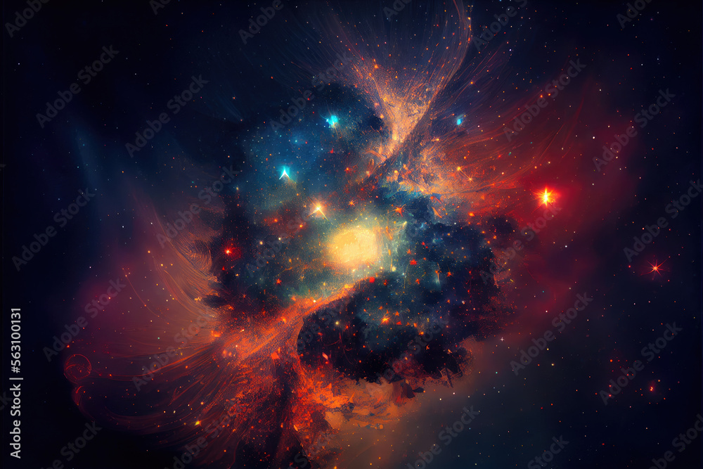 Wall mural psychedelic space nebula - by generative ai
