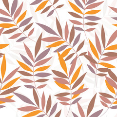 Fototapeta premium Leaves Pattern. Watercolor Tropic Palm Leaves Seamless Vector Background, Textured Jungle Print