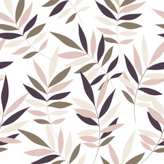 Leaves Pattern. Watercolor Tropic Palm Leaves Seamless Vector Background, Textured Jungle Print