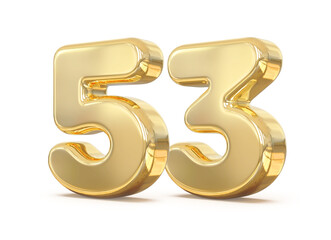 Obraz premium 3D Golden Number 53 With Generative AI