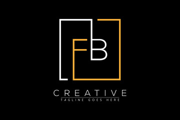 Initial letter fb, bf, f, b elegant and luxury Initial with Rectangular frame minimal monogram logo design vector template - obrazy, fototapety, plakaty