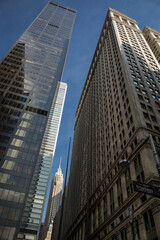 Fototapeta na wymiar Low angle view of some Manhattan skyscrapers