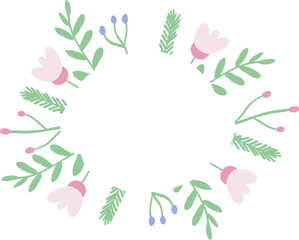 Fototapeta na wymiar Spring flower frame. Wildflowers bouquet. Happy womans day. Happy Mothers day. 8 march. Easter spring wildflowers hand drawn vector illustration
