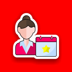 Planning sticker icon vector