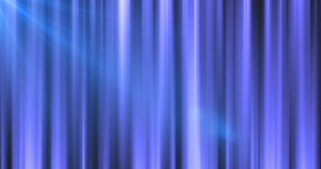 Abstract background, fabric curtain in the theater from vertical blue iridescent sticks of lines of stripes of bright shiny luminous beautiful