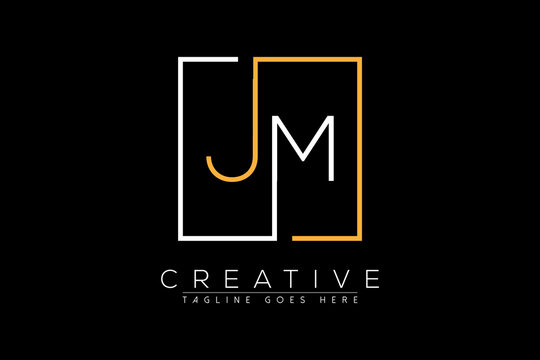 Initial letter jm, mj, m, j elegant and luxury Initial with Rectangular frame minimal monogram logo design vector template