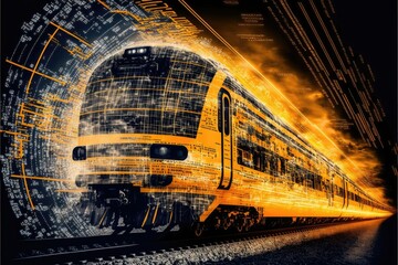 Internet concept of global train business transport. Generative AI