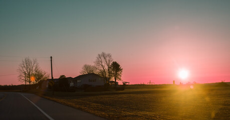 sunset on the road