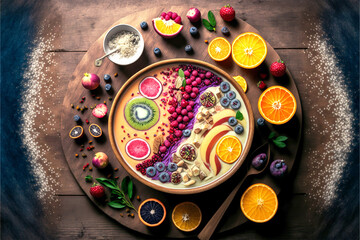 Obraz na płótnie Canvas smoothie bowl recipes, Healthy breakfast, generative ai