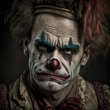 Portrait of a very sad clown