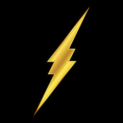 gold lightning bolt icon in trendy flat design