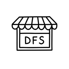 duty free shop doodle icon, vector color line illustration