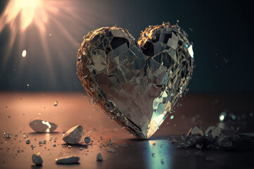 Obraz premium broken glass heart. Generative AI image.