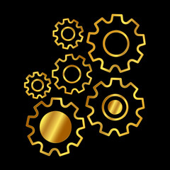 golden gear icon vector logo template