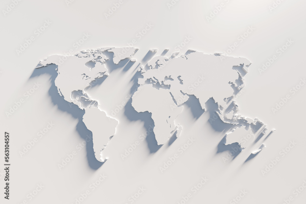 Wall mural extruded world map 3d render