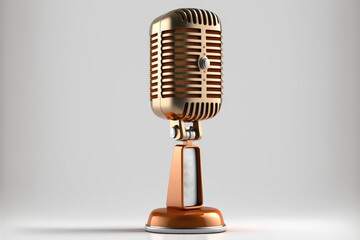 3D Classic Retro Vintage Microphone on white background. 3d render illustration (ai generated)