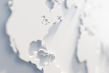 Extruded World map close up 3d render