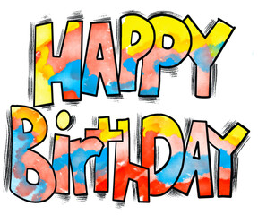 Happy Birthday Cartoon Words PNG transparent background