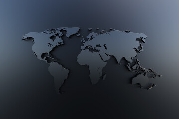 Fototapeta na wymiar Extruded World map 3d render