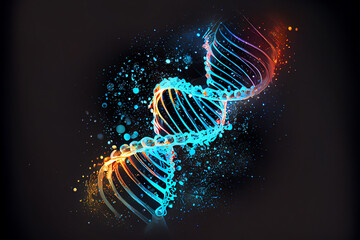 abstract lights vivid thin DNA double helix. Illustration Generative AI