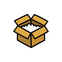 parcel doodle icon, vector color line illustration