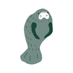 Manatee. Scandinavian style under sea. Save the manatee concept. Character design. Vector illustrations isolated on white background.