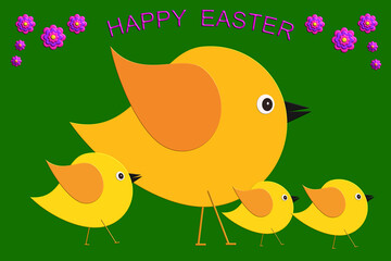 easter card with chicks