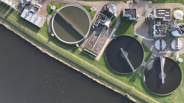 Water purification installation in the Netherlands, using advanced technologies to treat and purify water for drinking and industrial use, protecting public health and the environment.