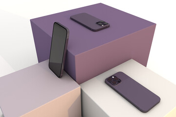 Realistic iPhone pro 3d smartphone screen mockup a modern concept