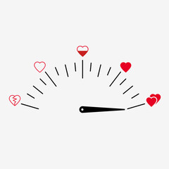 Speedometer of love. Heart sensor - Valentine's Day Art Print. - Valentine's Day Art Print. Valentine's day template or background for Love and Valentine's day concept