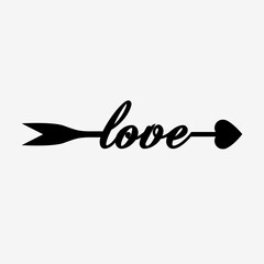 arrow of love. word love in the form of an arrow. Heart sensor - Valentine's Day Art Print. - Valentine's Day Art Print. Valentine's day template or background for Love and Valentine's day concept