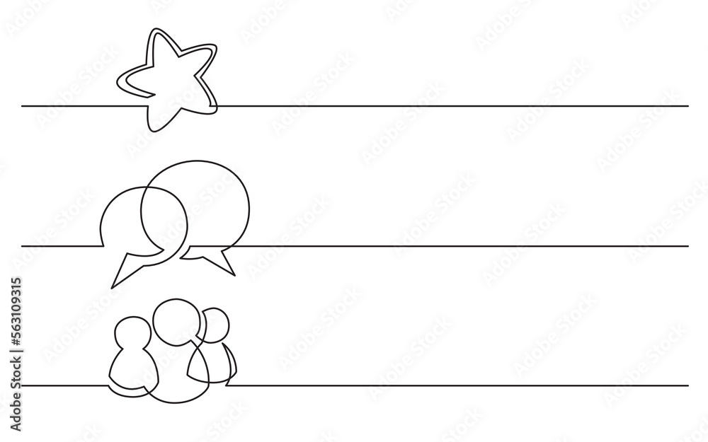 Canvas Prints continuous line drawing vector illustration with fully editable stroke of star speech bubble persons