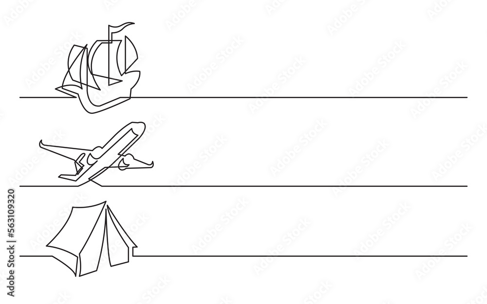 Canvas Prints continuous line drawing vector illustration with fully editable stroke of tall ship passenger plane 