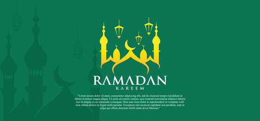 Ramadan Kareem vector set, Logo to welcome Ramadan Holy Month of Muslims Template.