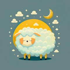 Naklejka premium cute funny sheep image illustration