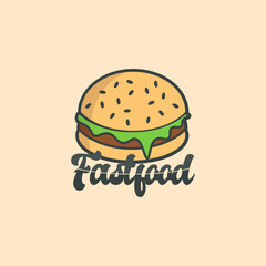 hamBurger fashtfood logo label round shape