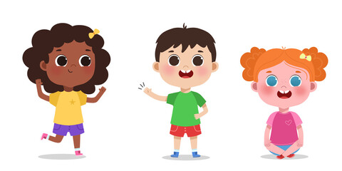 Obraz na płótnie Canvas illustration three expressions of children
