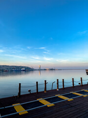 Obraz premium wooden pier at sunset