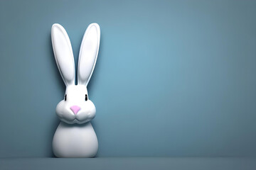 white rabbit on a baby blue background